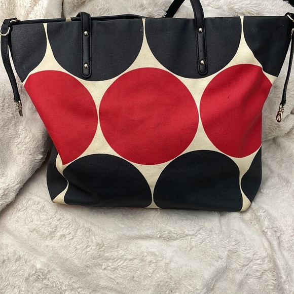 KATE SPADE LARGE RARE RED & BLACK POLKA DOT PURSE - Picture 2 of 14